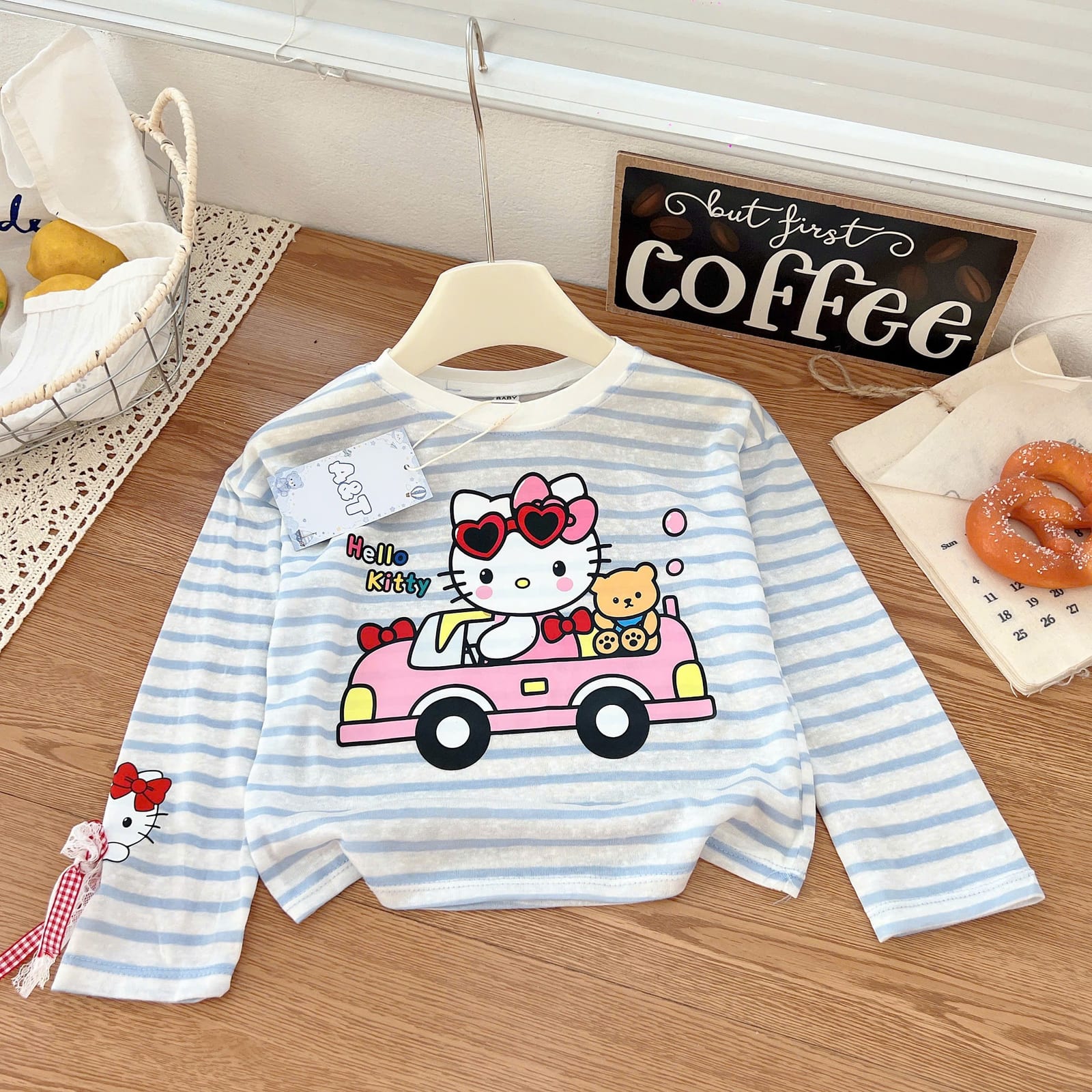 Bộ đồ ngủ cotton dài tay màu xanh mint